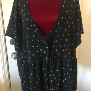 Women’s Black Torrid 5 Asymmetrical Chest Tie Shirt Top Plus
